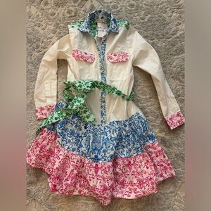 NWT Roller Rabbit tie white floral print dress XS